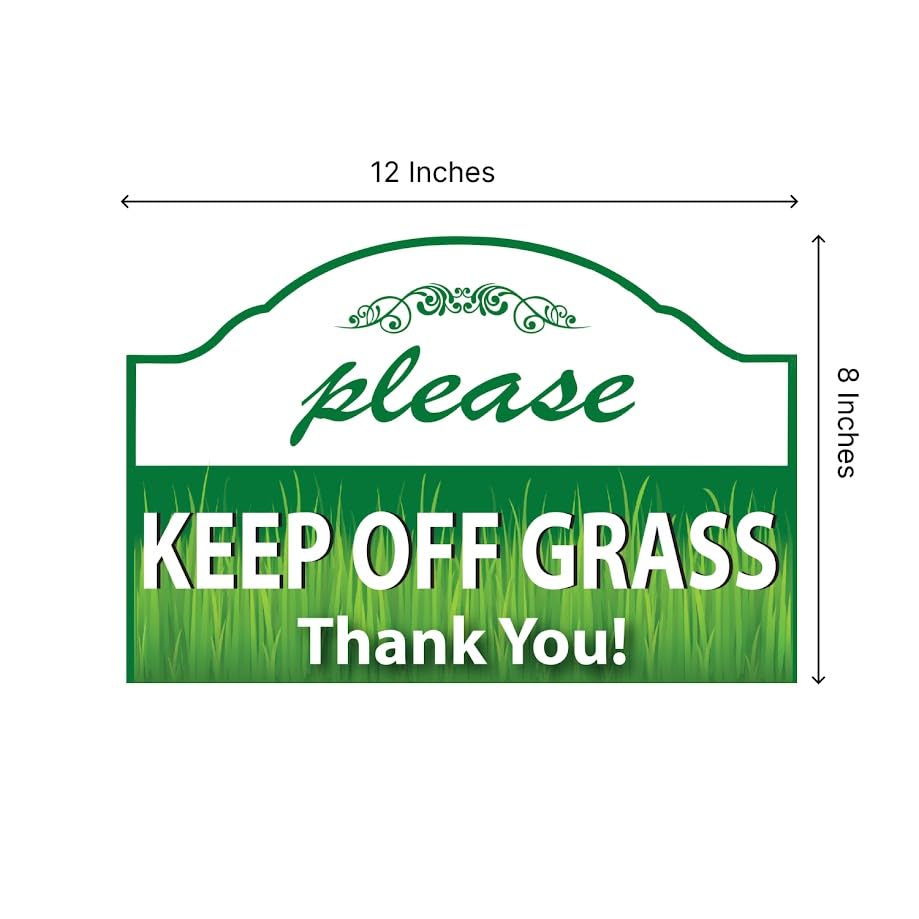 3X Double Sided 8x12 Please Keep Off Grass Plastic Sign with Stake - No Dog Poop Signs for Yard - Pick Up After Your Dog Sign - No Pets No Dogs Allowed or Keep Dogs off Lawn Signs with Grass Stakes