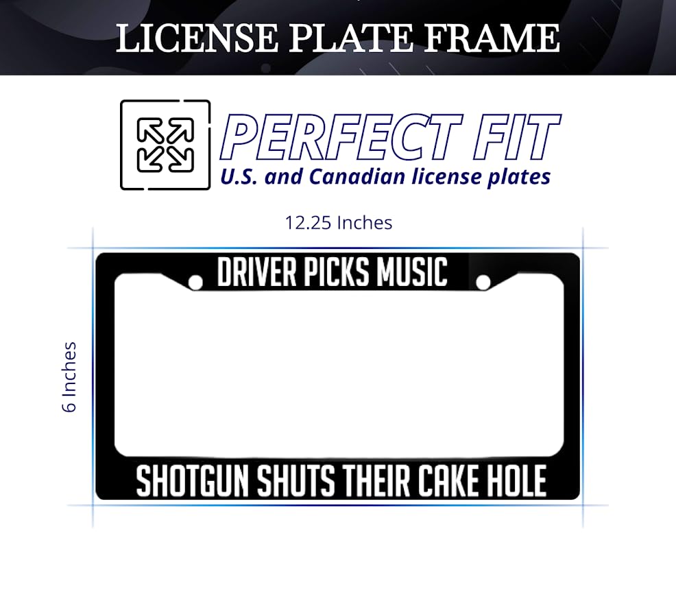 6x12.25 Inch License Plate Frame with 2 Holes and Screws Driver Picks Music Shotgun Shuts Their Cake Hole - Black Plate Frames Auto Car Accessoriesn - for US Standard Frame for Front and Rear