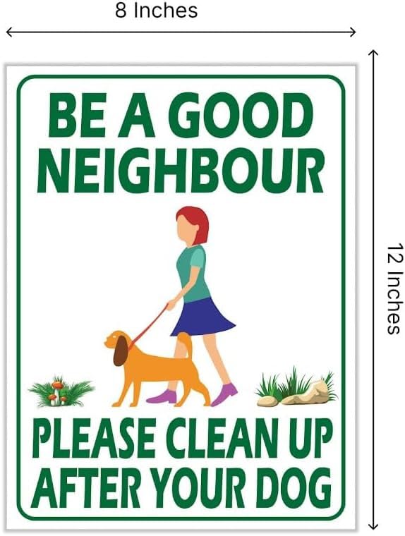 3X 12x8 Please Be a Good Neighbor Clean Up After Your Dog Plastic Signs With H-Stakes - Curb Your Dog no Pooping and Pee Lawn Double Sided Signs - No Dogs Poop Sign for Yard - No Dogs or Keep off Grass