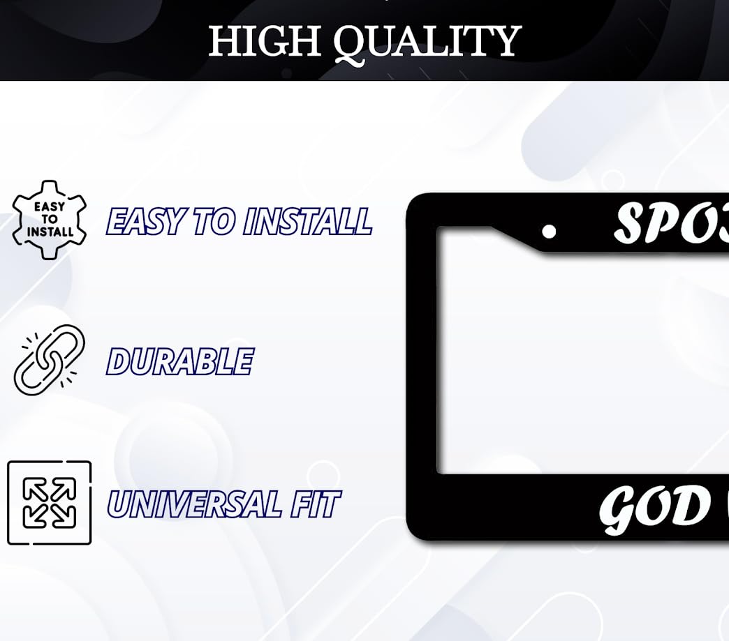 6x12.25 Inches License Plate Frame with Quote Spoiler: God Wins with 2 Standard Slotted Mounting Holes and Screws- Aluminium Accessories for Your Car Decorated - Frames for Your Number Auto