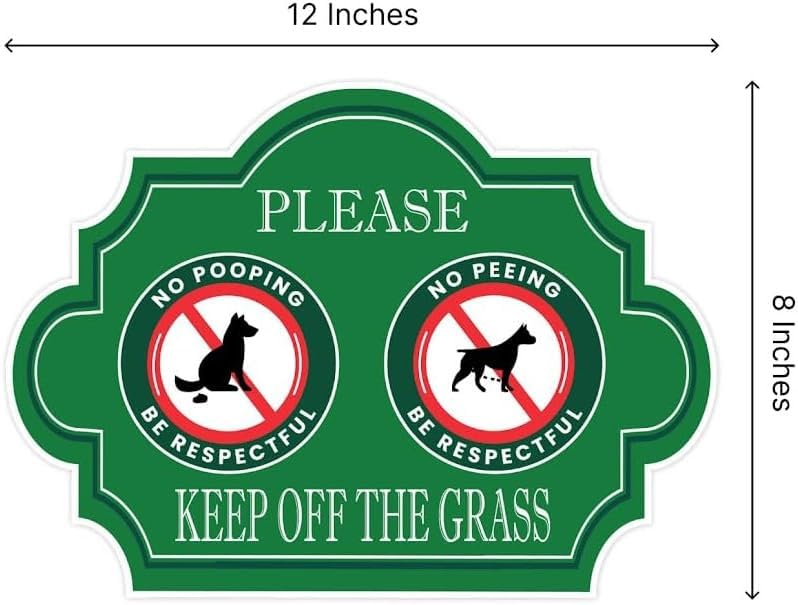 Pack of 3 No Peeing and No Pooping Dog Sign - 12x8 inch Double Plastic Sided Please Be Respectful Keep Off The Grass Yard Signs with Metal Wire H-Stakes - No Dog Poop Signs for Yard Outdoor