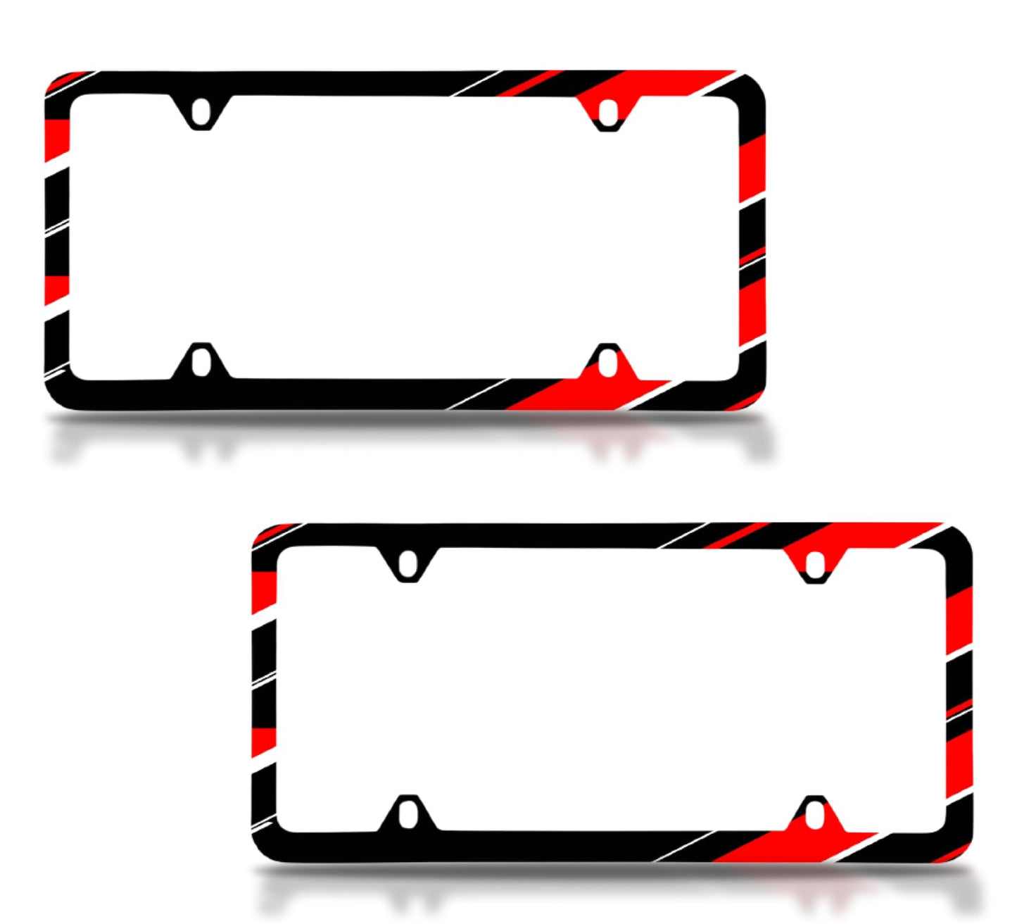 Set of 2 Personalized Car License Plate Frame for US Standard Frame with Red and Black - Stainless Steel Plate Frame with Screws 6x12.25 inches and 4 Holes and Screws - Decorative Frames for Auto