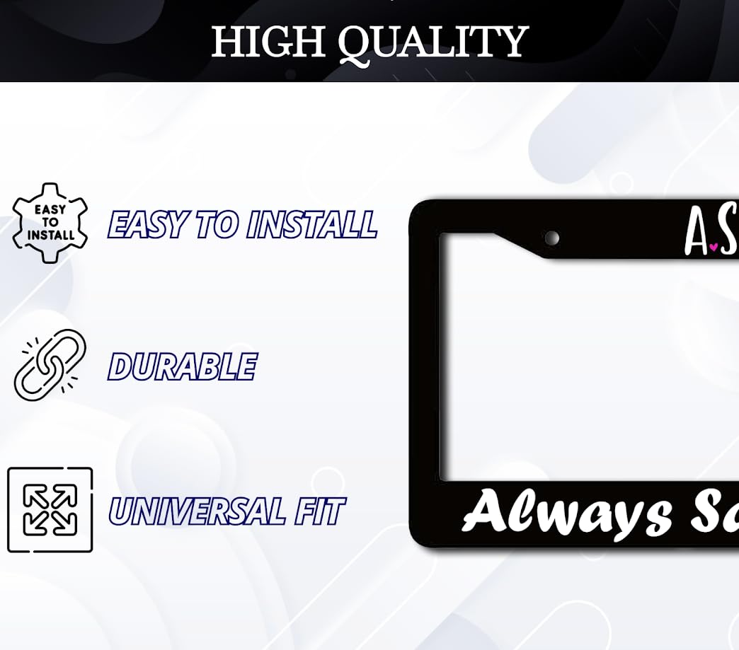 6x12.25 Inch License Plate Frame with Quote ASAP. Always Say A Prayer with 2 Holes and Screws - Aluminium Black Plate Frames Auto Accessories for USA Standard Cars - Frames for Front and Rear