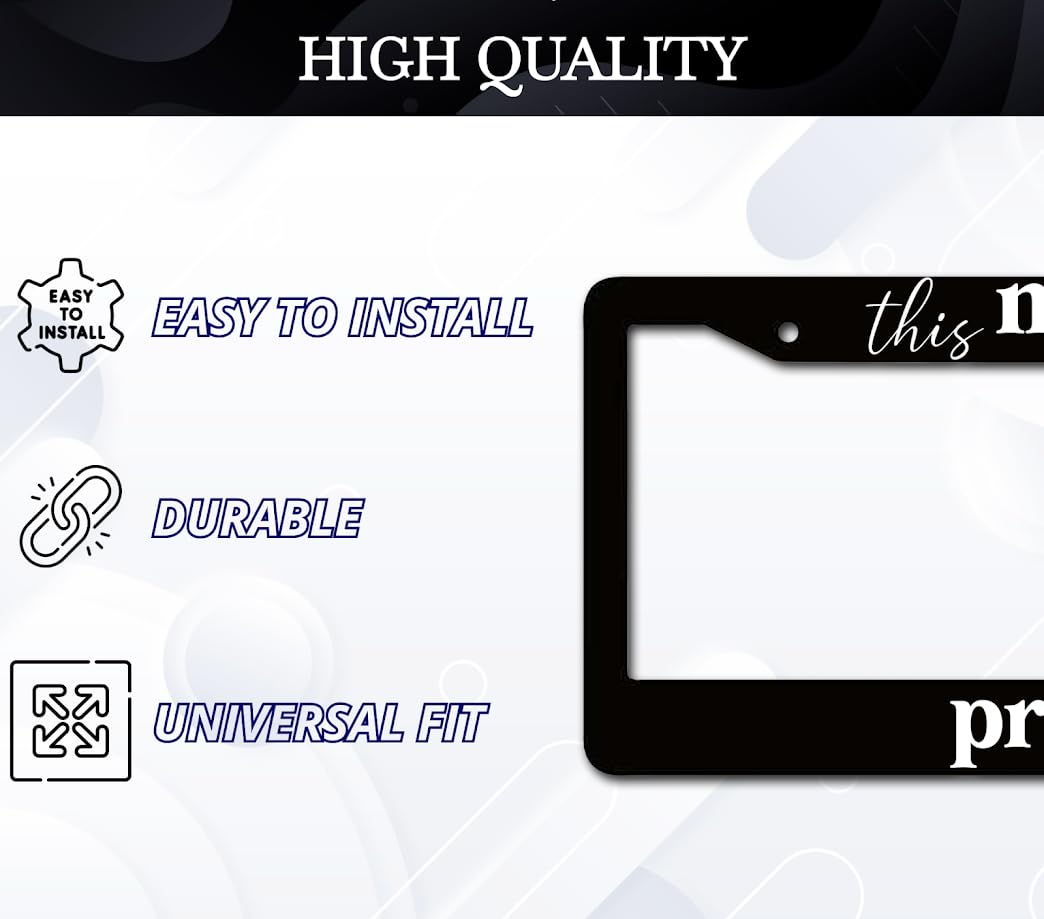 6x12.25 Inch Funny License Plate Frame with Quote This Mama Prays for Standard USA Cars - Aluminium Frames with 2 Holes and Screws - Meme Plate Frames for Your Car Accessory Driver