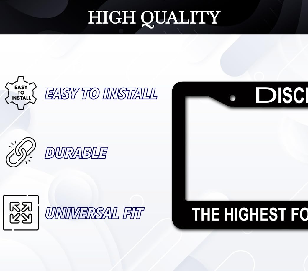 6x12.25 Inch Car Black License Plate Frame with Quote Discipline is The Highest Form of Self-Love - with 2 Holes and Screws - Aluminium License Plate Frame for Standard Cars USA for Front or Rear