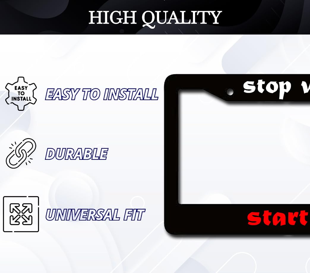 6x12.25 Inch License Plate Frame with Quote Stop Wishing, Start Doing for USA Standard Cars - Aluminium Frames with 2 Holes and Screws - Frames for Your Car Accessory Driver