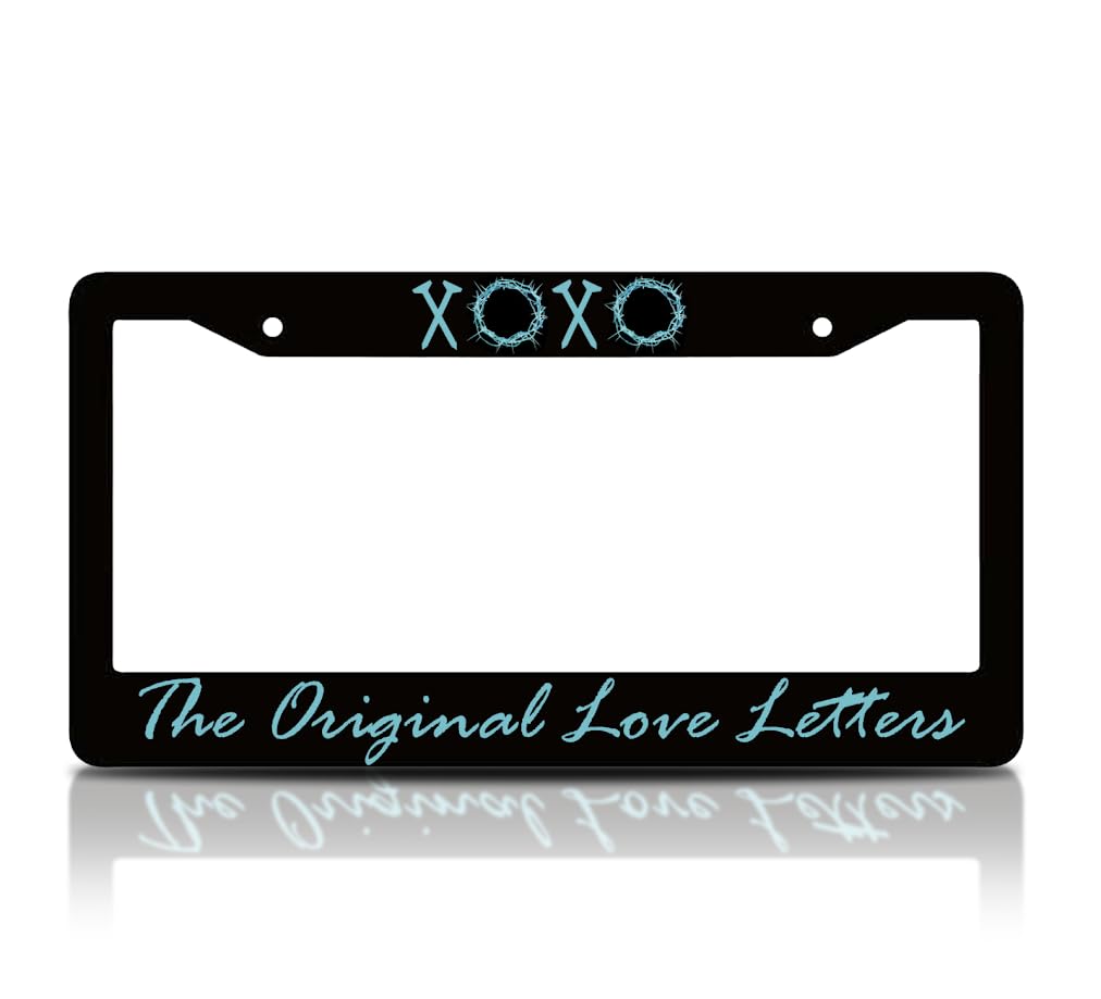 6x12.25 inch Personalized Car License Plate Frame with Quote XOXO. The Original Love Letters - Aluminium Standard Cars USA Frame for Front and Rear - License Plate Frames with 2 Holes and Screws