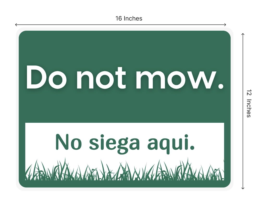 Set of 3 Double Sided 12x16 Inches Do Not Spray and Do Not Mow and Do Not Trim Yard Sign with Metal Stakes - Markers for Lawn Garden Plants - Plastics Garden Mow Signs for Outdoor and Indoor