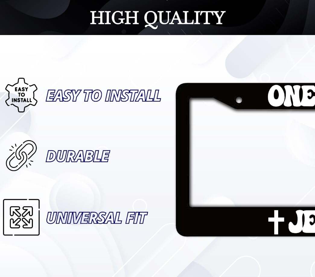 6x12.25 Inch Christian License Plate Frame with Quote One Way Jesus with 2 Holes and Screws - Fun Frames for Car Accessories - Decorative Aluminium License Plate Frames for Front or Rear Car