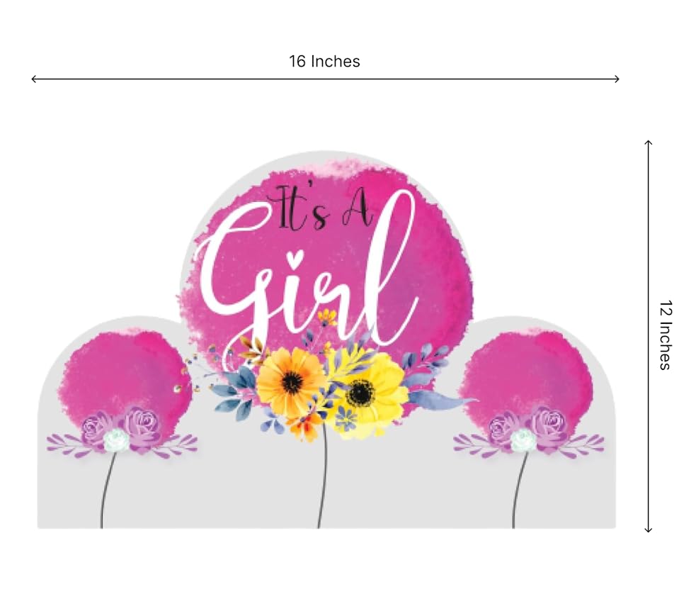 12x16 Inch pack of 3 Double Sided It's A Girl Yard Plastic Sign with Stakes - Outdoor Garden Baby Shower Party Decorations - Welcome Home Baby Lawn Sign - Floral Gender Reveal Party Decorations