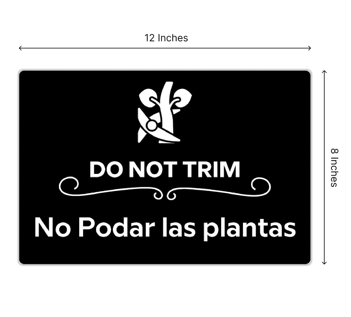 12x8 Inches Set of 3 Plastic Do Not Trim Yard Double sided Signs with Metal Stakes - No Podar Las Plantas Sign - Garden Markers for Outdoor Lawn - Plastics Garden Signs Outdoor or Indoor for Lawn Yard