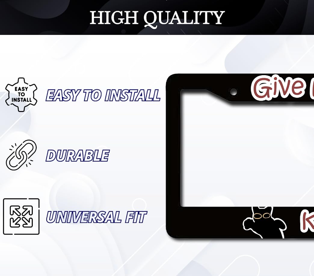 6x12.25 inch Personalized Animals License Plate Frame with Quote Give Me Your Kneecaps - Aluminium Standard Cars USA Frame for Front and Rear - License Plate Frames with 2 Holes and Screws