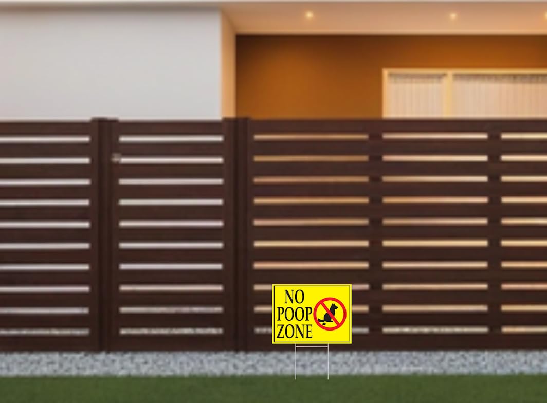 3X No Pooping Dog Plastic Signs for Yard - 8x12 Double Sided Coroplast Keep Off Grass Sign with Stake - No Peeing Dog Sign - No Dogs Allowed Sign - Curb Your Dog Clean Up After Your Dog Signs