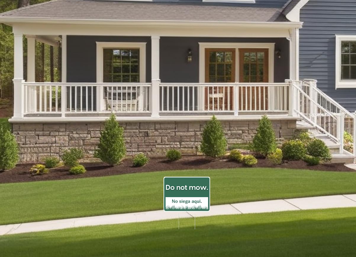 Set of 3 Double Sided 12x16 Inches Do Not Spray and Do Not Mow and Do Not Trim Yard Sign with Metal Stakes - Markers for Lawn Garden Plants - Plastics Garden Mow Signs for Outdoor and Indoor