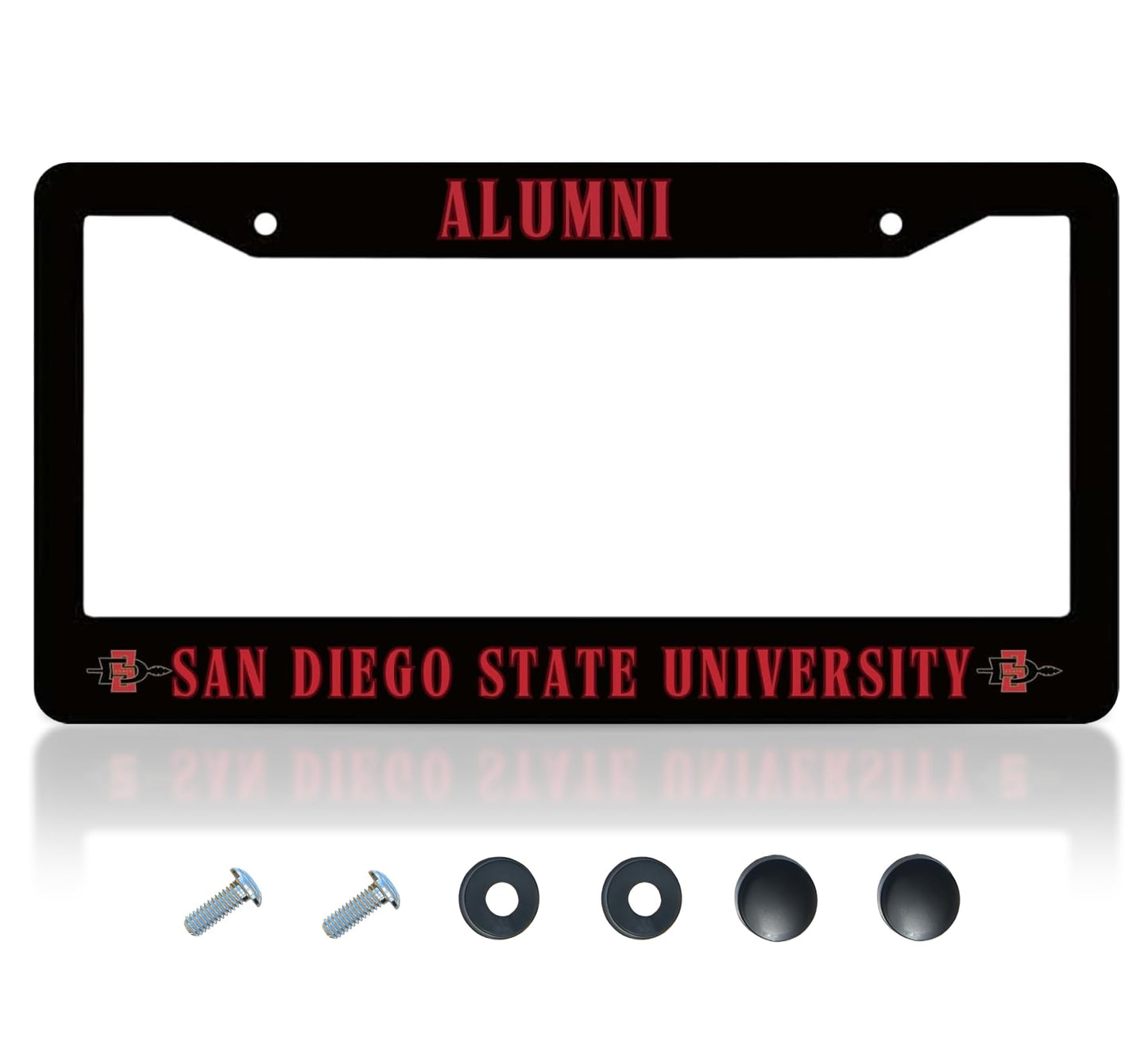 6x12.25 Inch Funny License Plate Frame for US Standard SAN Diego State University - Alumni Text License Plate Frame Stainless Steel for Front - Decor Licenses Plate Frame with 2 Holes and Screws