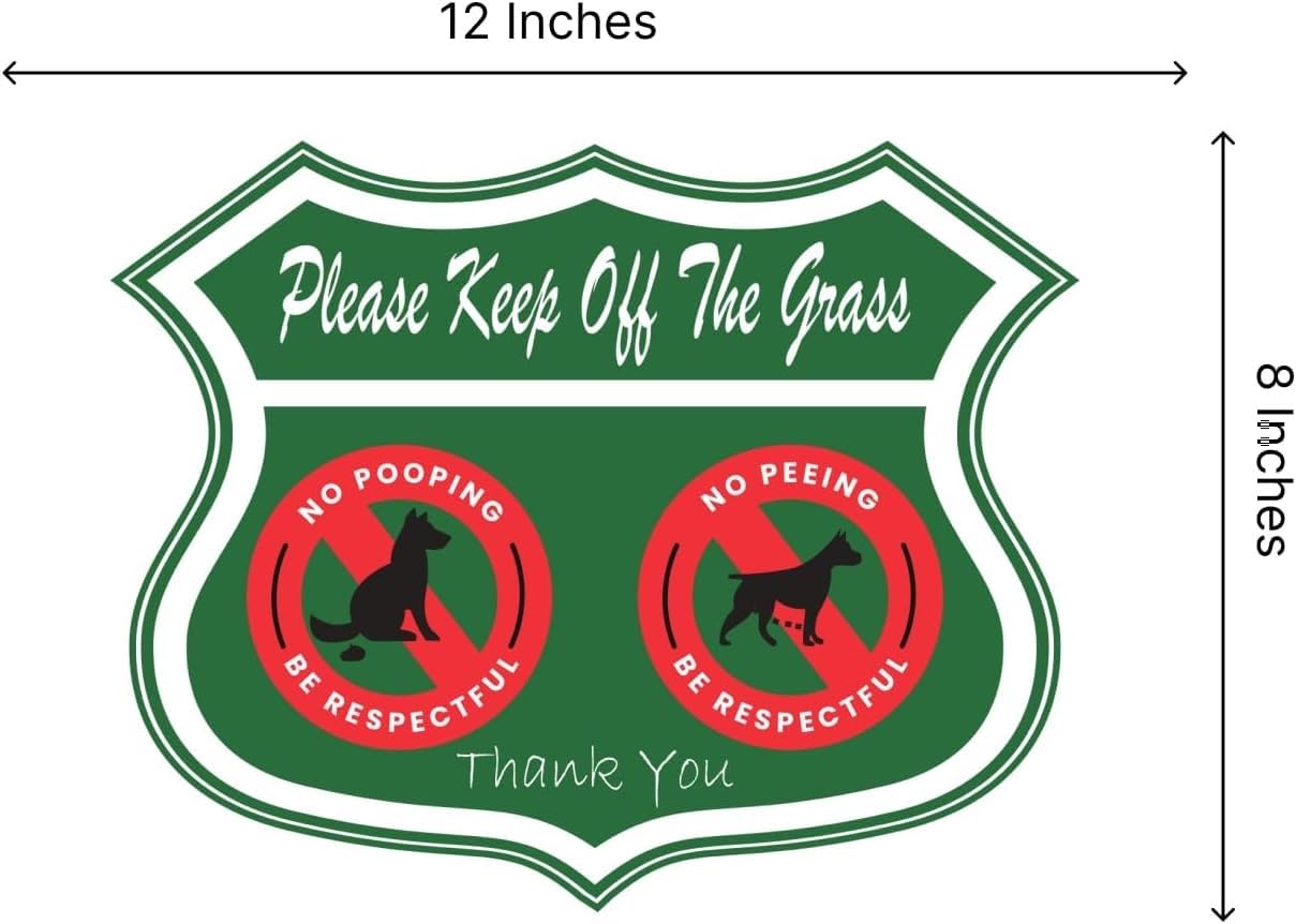 No Wetting or Pooping Lawn Sign Set of 3 Respect Dog 12x8 Inch Double Sided Sign Keep Dog Away From Grass Yard with Metal Wire H-Shaped Plastic Stakes - Garden Signs Decorative Outdoor for Yard