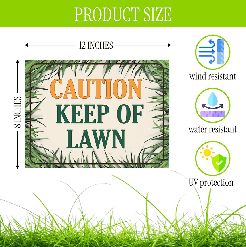 Set of 3 Double Sided 12x8 Inches Plastic Sign With H-Stakes "Caution Keep of Lawn" - Keep Grass Stay Treated Lawn - No Pets on Chemically Treated Yard - Please Do Not Spray Wildlife Habitat