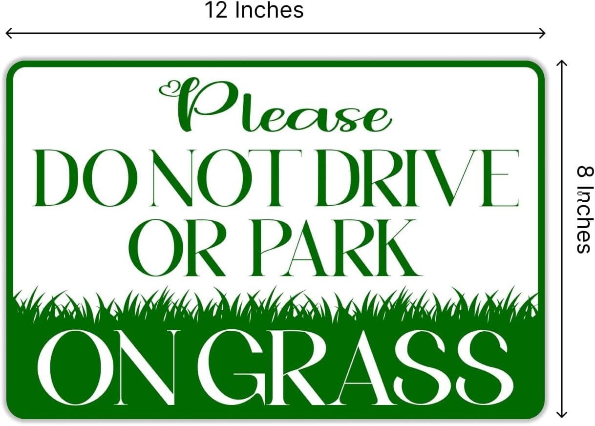 8x12 inch 6X Please Do Not Drive or Park on Grass Yard Plastic Signs - Keep off Grass Double Sided Sign - No Parking Signs with Stand - Stay Off Grass Stay Off Lawn No Parking on Grass Sign for Yard