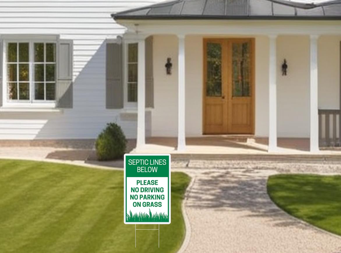 Set of 3 Double Sided 12x8 Inches Please No Driving No Parking On Grass Signs with Metal H-Stakes - Road Private Property No Parking Sign - Yard Lawn Stay Off Grass Signs Plastic Sign for Outdoor