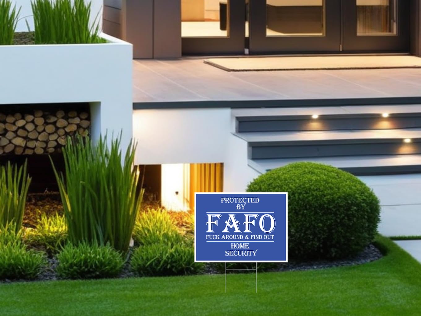 Set of 3 Double Sided 12x16 Inches F*ck Around and Find Out Signs with Metal H-Stakes - Protected By FAFO Home Security Sign for Yard - Plastic Sign Front Patio Decor or Funny Warning Signs