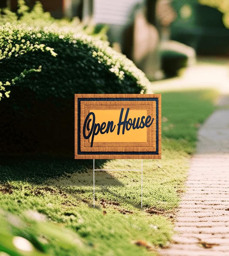 Set of 3 Double Sided 12x16 Inches Plastic Sign With H-Stakes "Open House" - Signs for Real Estate Agent Supplies - for Sale or Rent by Owner Yard Signage - Pointers for Brokerage Companies