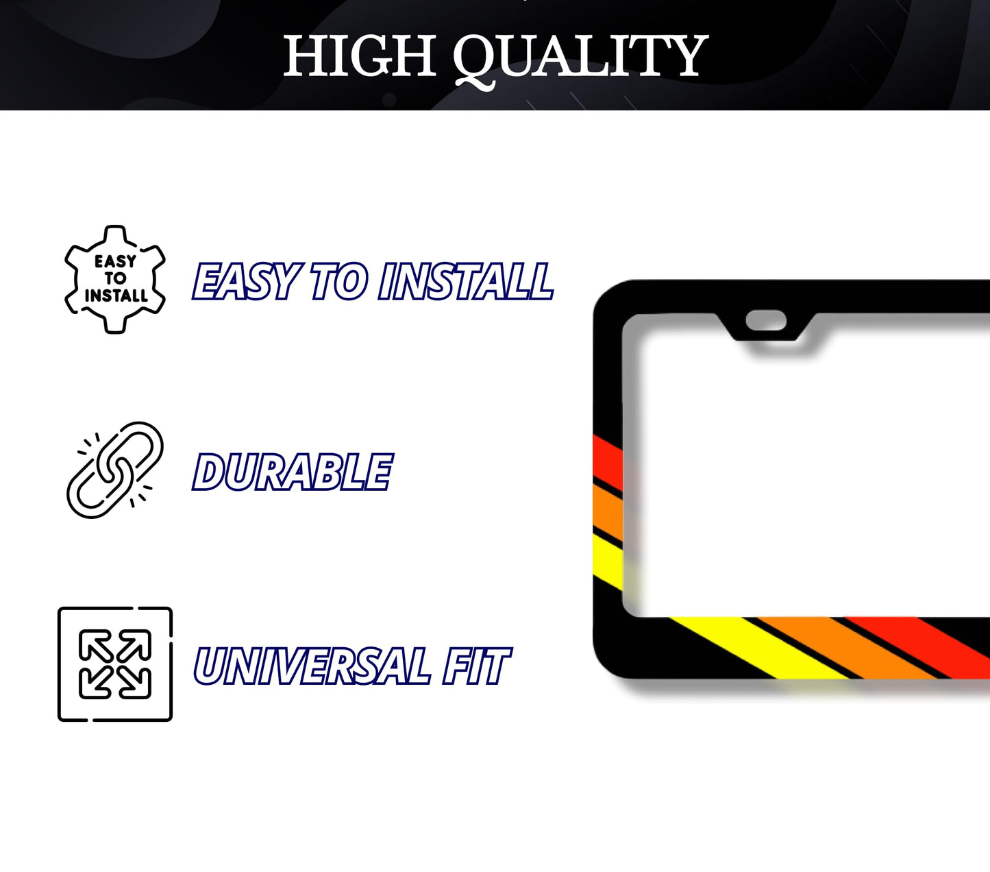 Set of 2 Tri-Color Personalized Car License Plate Frame - Mountains Metal License Plate Frame Car Universal Accessories - Stainless Steel Plate Frame with Screws 6 x 12.25 inches and 2 Holes and Screw
