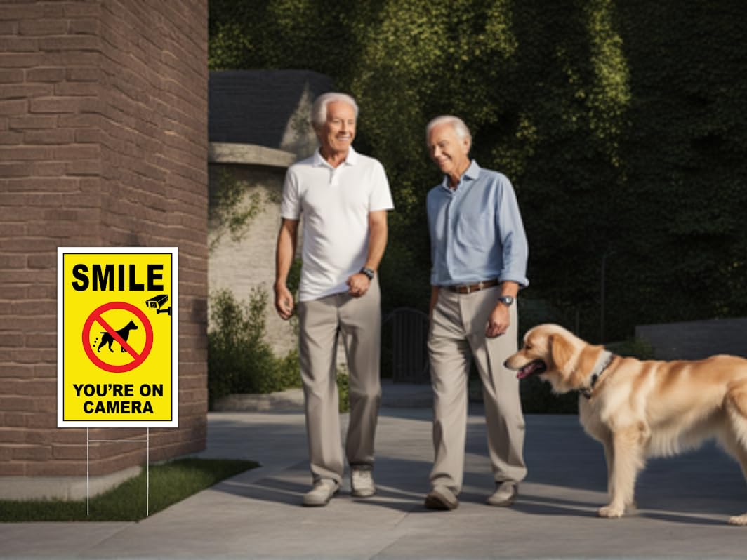 3X 8x12 Inch Smile Your on Camera Plastic Signs with Stake - No Tresspassing Private Property Video Surveillance Home Security Yard Sign - Warning for Property Single Sided Signs off Lawn Outdoor
