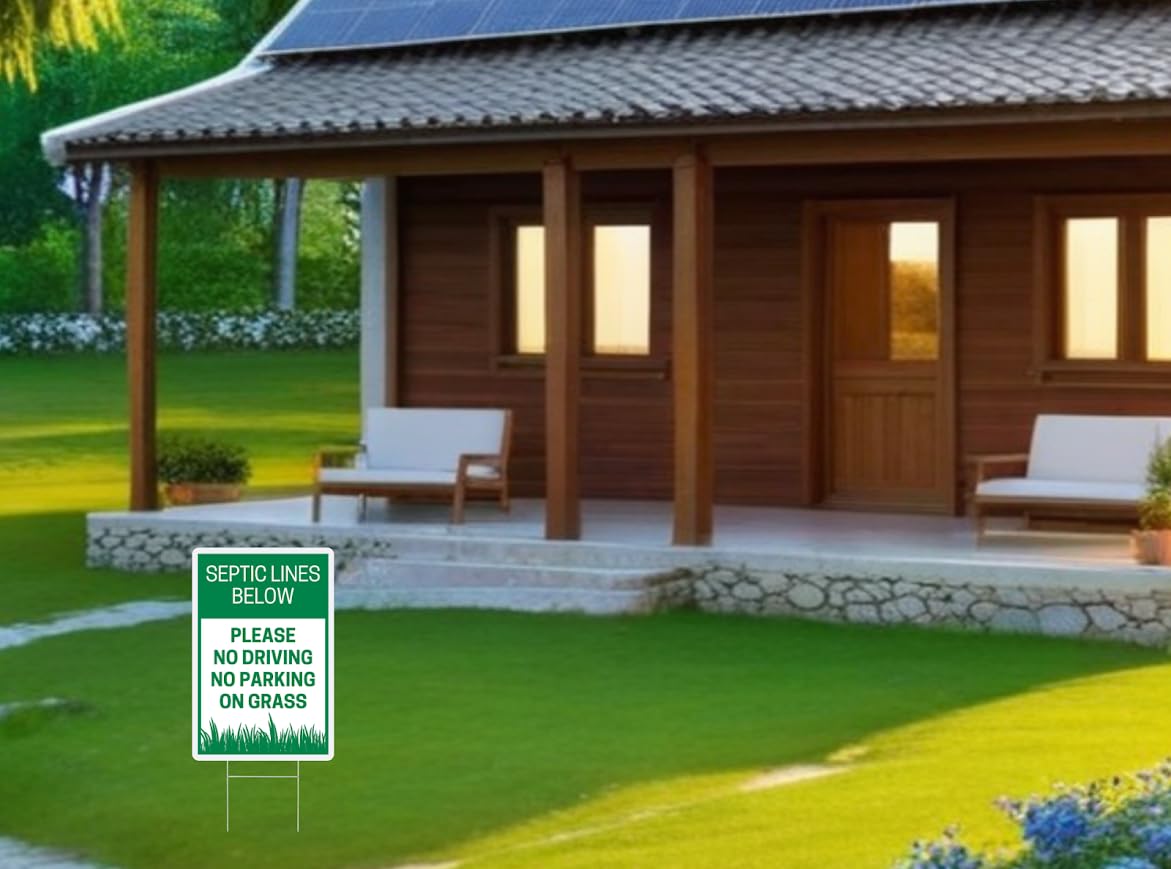 Set of 3 Double Sided 12x8 Inches Please No Driving No Parking On Grass Signs with Metal H-Stakes - Road Private Property No Parking Sign - Yard Lawn Stay Off Grass Signs Plastic Sign for Outdoor