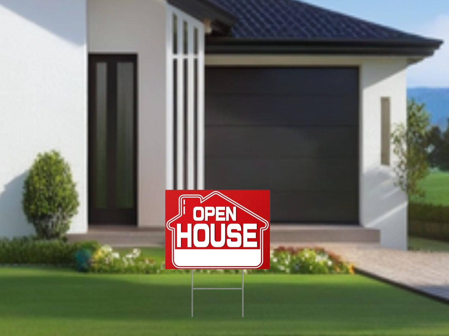 5X 12x8 Inch Open House Double Sided Signs for Real Estate Agent Supplies Sale Plastic Sign with H Wire Stakes - Realtor Supplies Houses for Sale By Owner Yard Sign - Moving Sale Directional Signs Kit