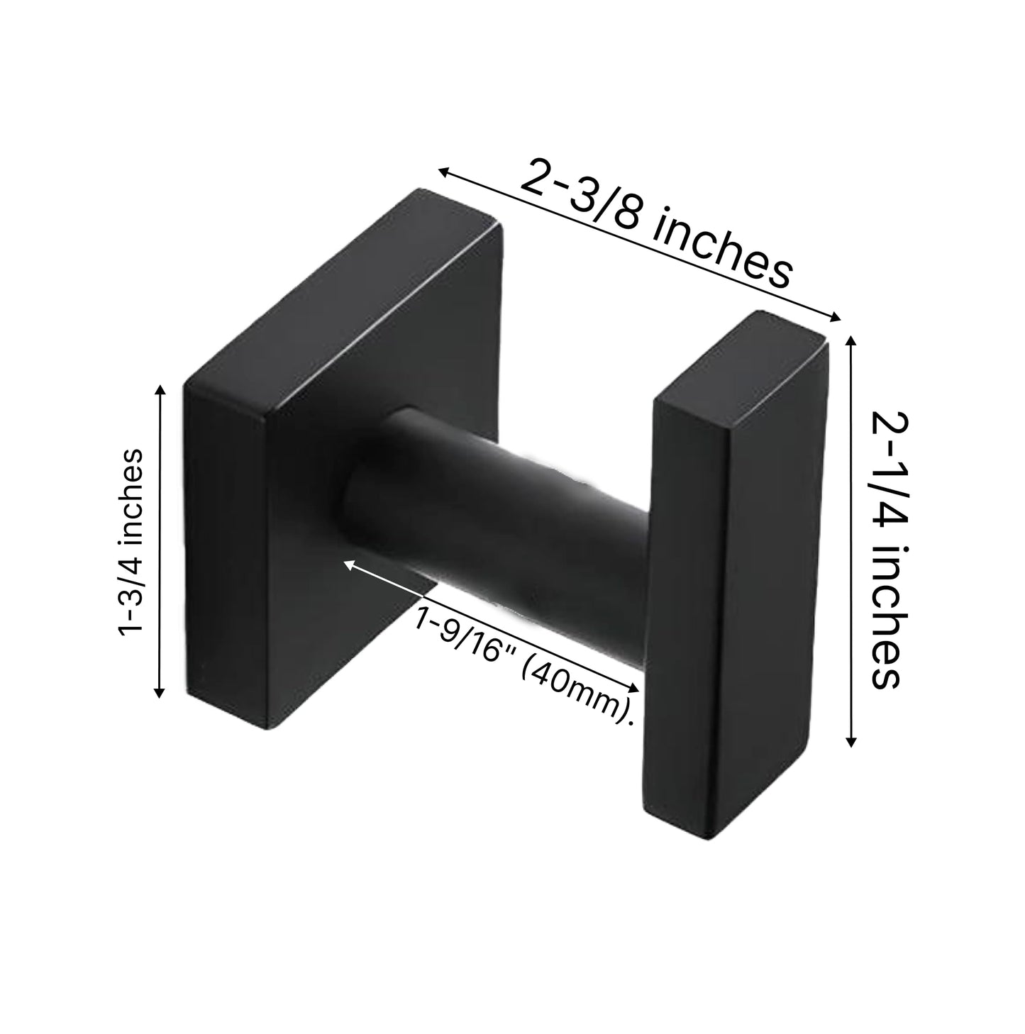 ULVEOL Black Towel Hooks for Bathrooms - Stainless Steel Bath Towel Holder - Kitchen Towel Rack or Heavy Duty Garage Wall Hook - Stylish Bath Hooks for Towels - Single Robe Coat Hook Matte Black