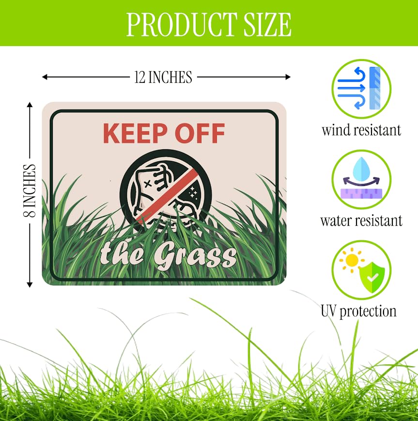 Set of 3 Double Sided 12x8 Inches Plastic Sign With H-Stakes "KEEP OFF the Grass" - Signs do not Walk on the Garden in the Yard - Please Dont Come in Сourtyard - Signage to Protect Your Lawn