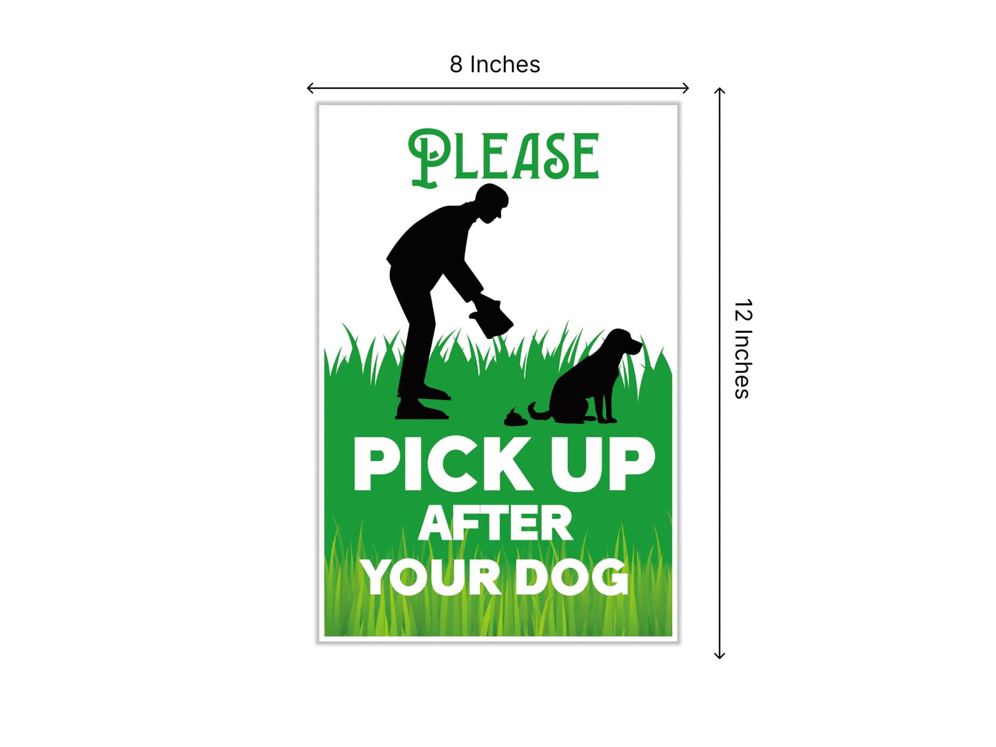 3X Sign Pick Up After Your Dogs - Single Sides Printed 8x12 inch No Poop Plastic Signs for Yard - Sign Clean Up After Your Dog with Metal Wire H-Stakes - Please No Dog Signs No Pooping and Peeing