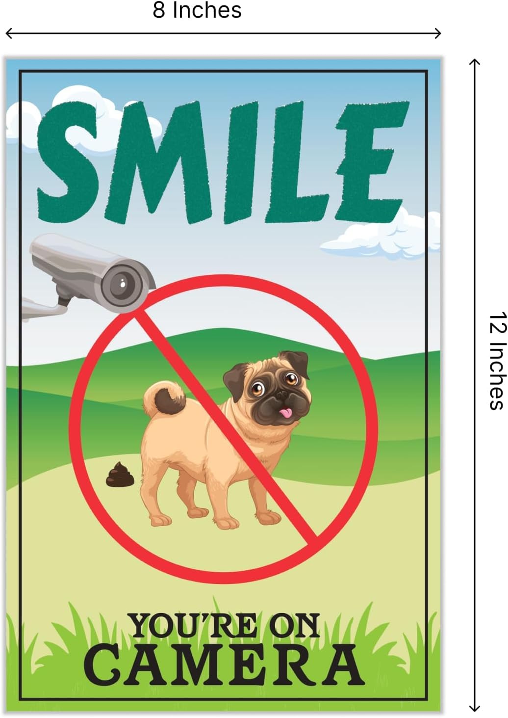 12x8 Pack of 3 Funny Smile You're On Camera Yard Sign with Stakes - Double-Sided Security Camera Video Surveillance Signs for Home Business - Warning Plastic Signs for Property Indoor or Outdoor