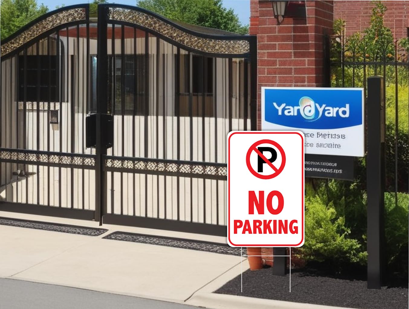 3 Pack 12x8 Inches No Parking Double Sided Sign with H-Stakes - No Parking Signs for Business or Yard - lastic Private Property No Parking Plastic Sign for Outdoor Driveway - Yard Lawn Decorations