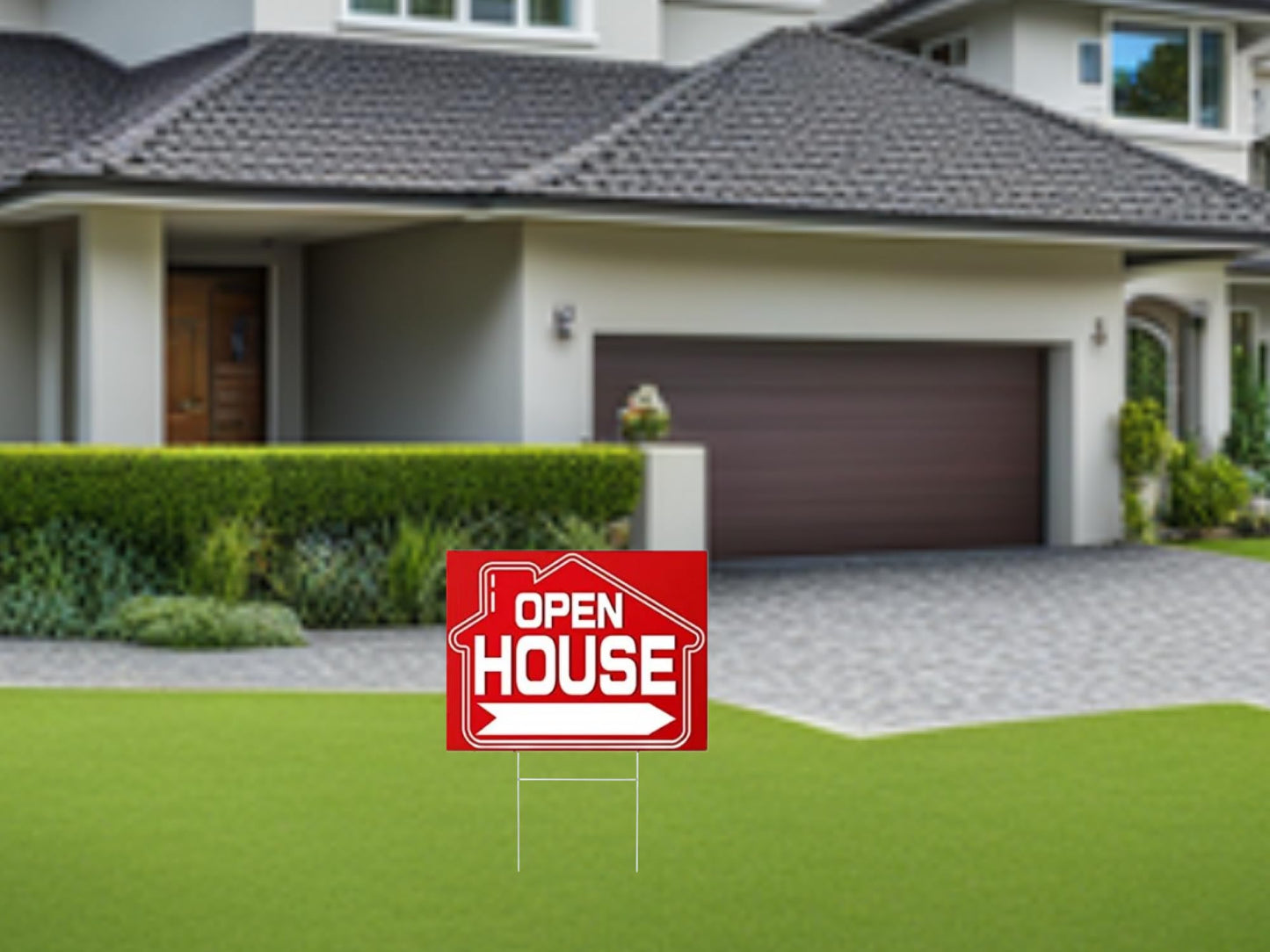 5X 12x8 Inch Open House Double Sided Signs for Real Estate Agent Supplies Sale Plastic Sign with H Wire Stakes - Realtor Supplies Houses for Sale By Owner Yard Sign - Moving Sale Directional Signs Kit
