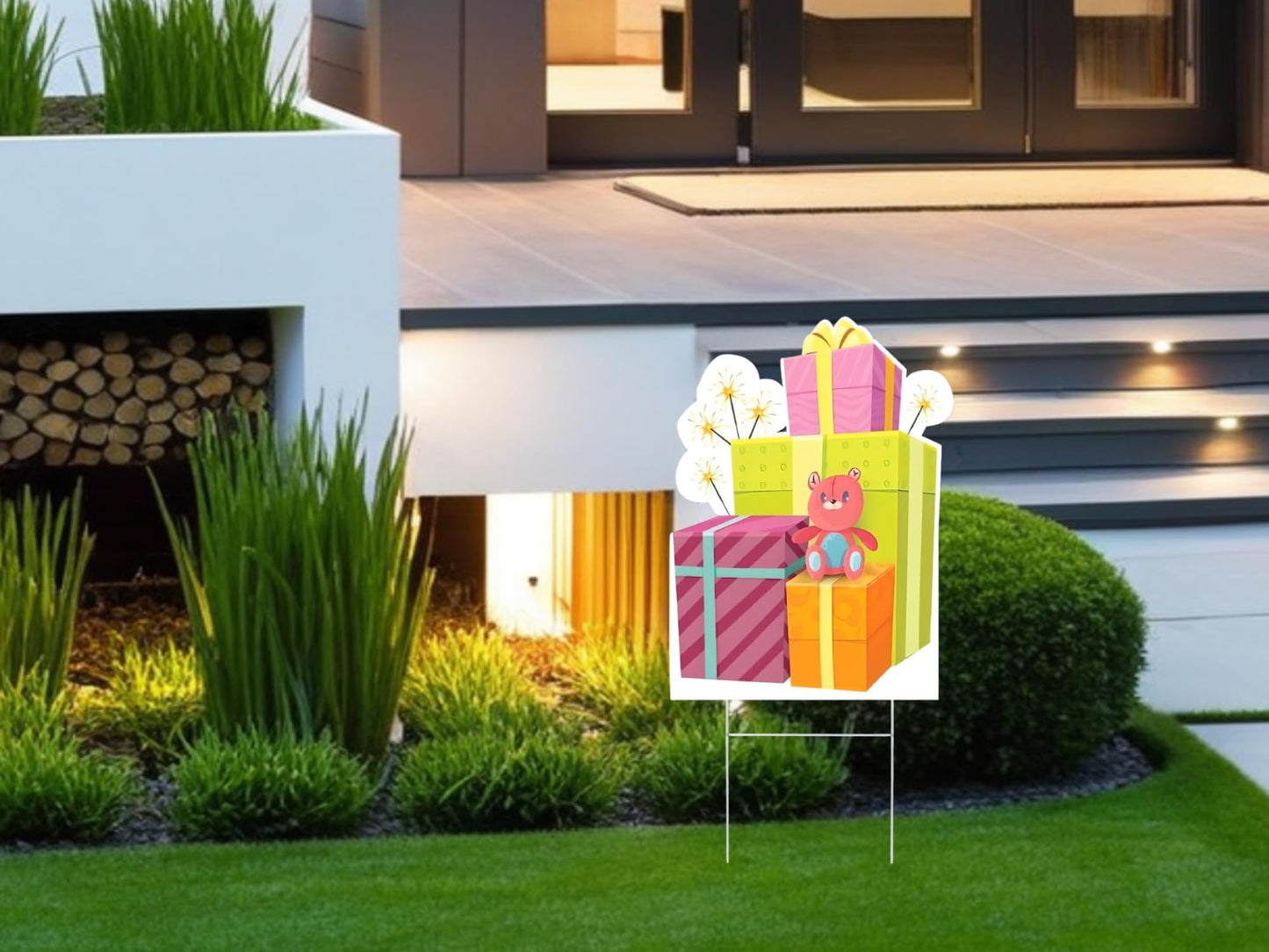 3X Birthday Cake Yard Signs with Stakes - 12x8 Outdoor Birthday Lawn Plastic Sign Decorations - Happy Birthday Decoration Party Supplies - Single-Sided Personalized Birthday Yard Signs for Party Décor