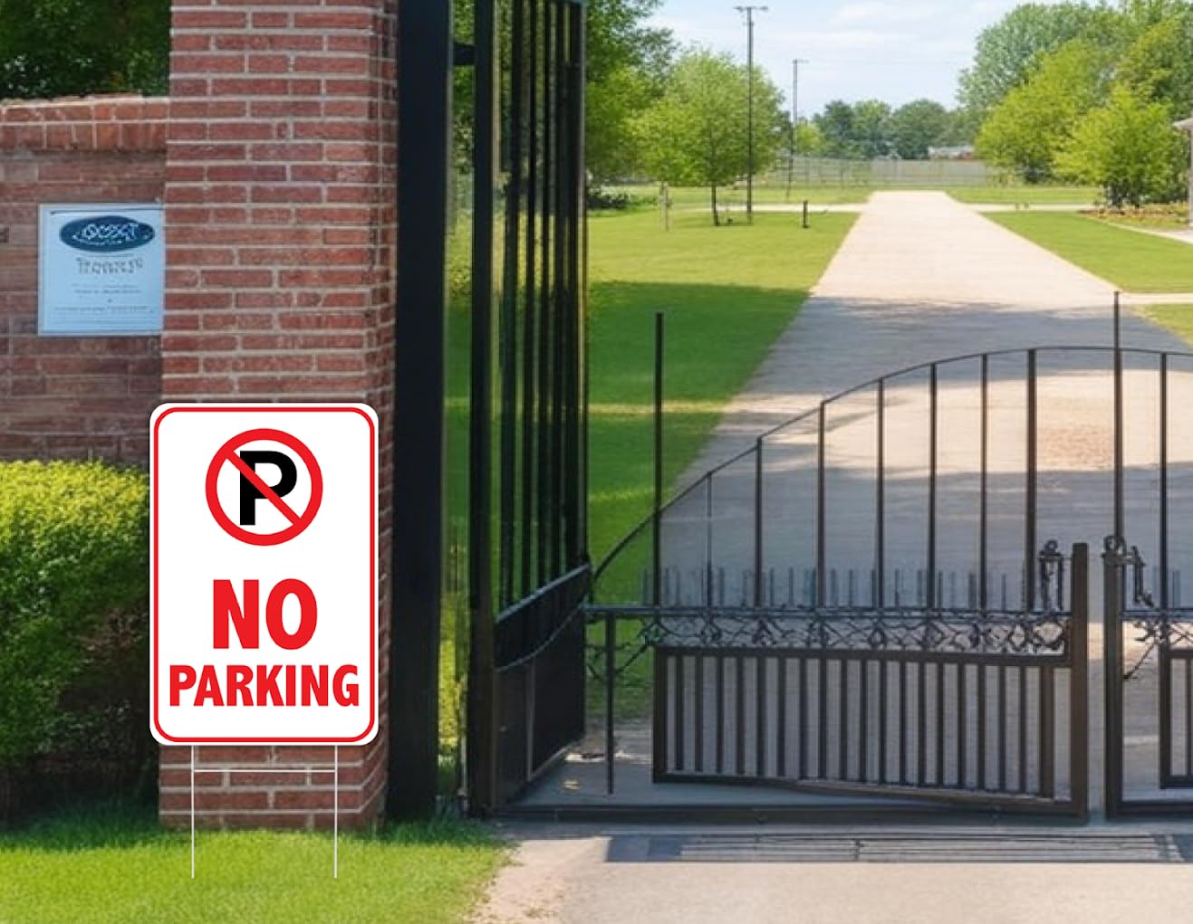 3 Pack 12x8 Inches No Parking Double Sided Sign with H-Stakes - No Parking Signs for Business or Yard - lastic Private Property No Parking Plastic Sign for Outdoor Driveway - Yard Lawn Decorations