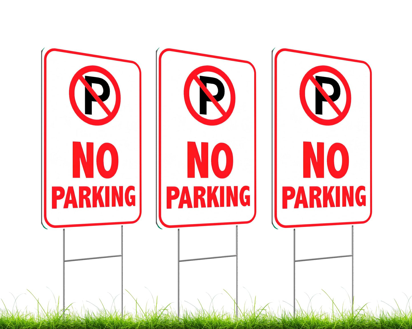 3 Pack 12x8 Inches No Parking Double Sided Sign with H-Stakes - No Parking Signs for Business or Yard - lastic Private Property No Parking Plastic Sign for Outdoor Driveway - Yard Lawn Decorations