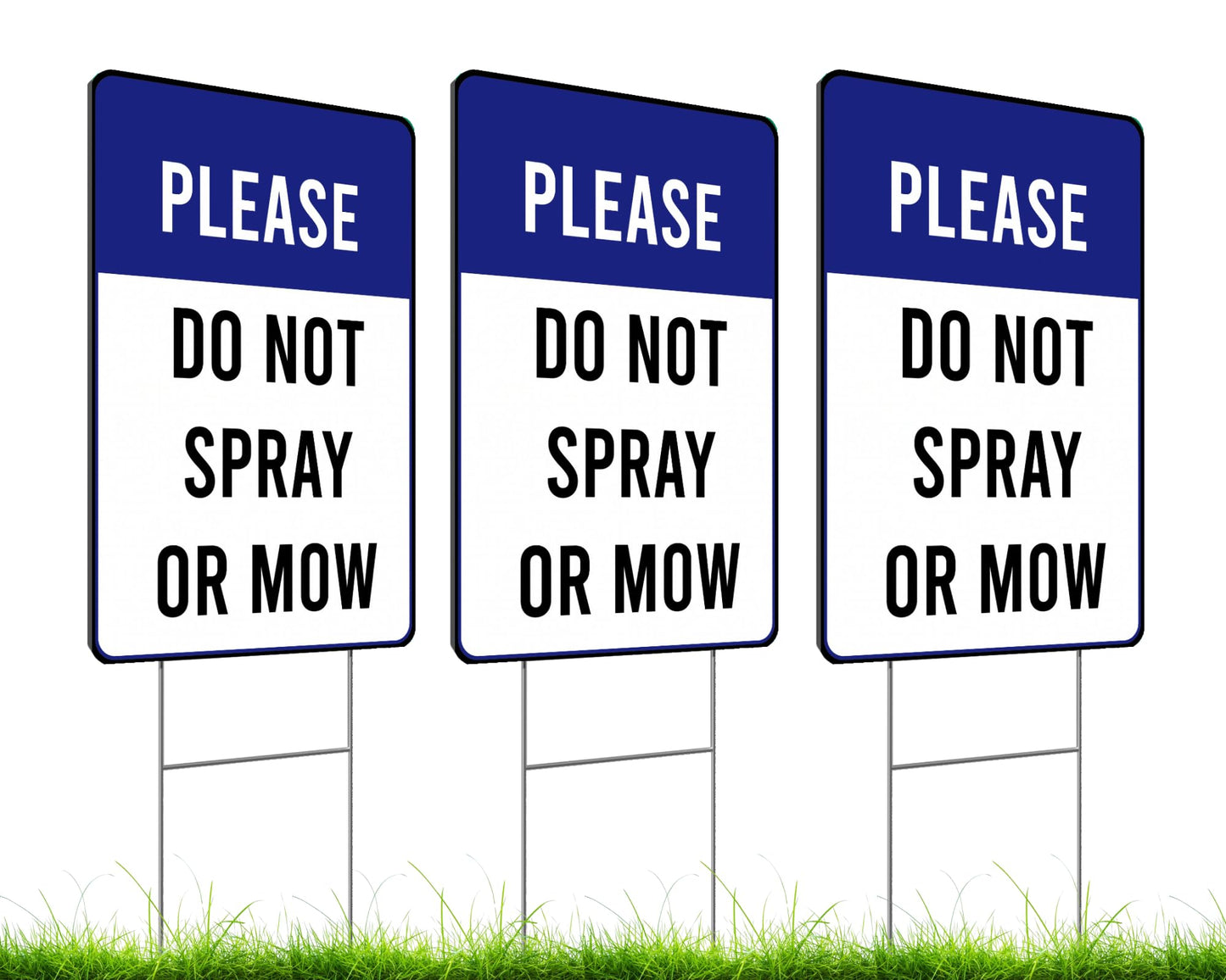 Set of 3 Double Sided Please Do Not Spray or Mow Sign with Metal Stakes - 12x8 Inches Plastics Garden Mow Signs for Outdoor and Indoor - Do Not Spray or Mow Neighborhood Street Caution Yard Signs