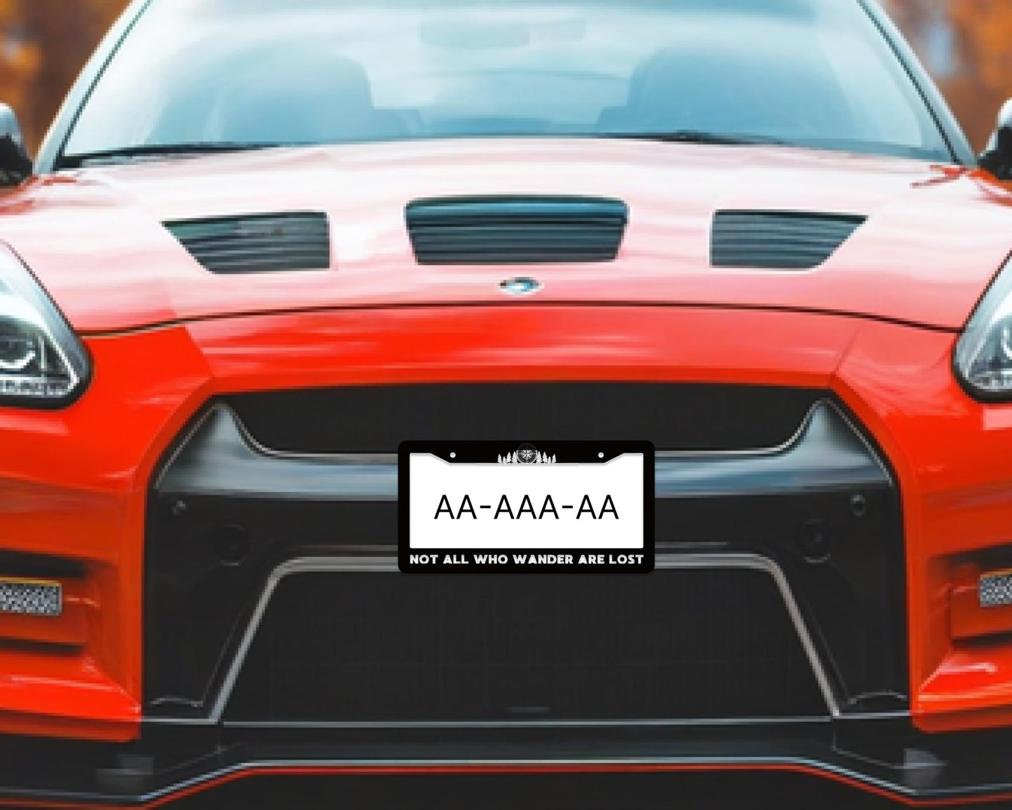 Personalized Car License Plate Frame Not All Who Wander are Lost - Mountains Compass License Plate Frame Stainless Steel - Metal Plate Frame with 2 Holes and Screws 6x12.25 inches for US Standard