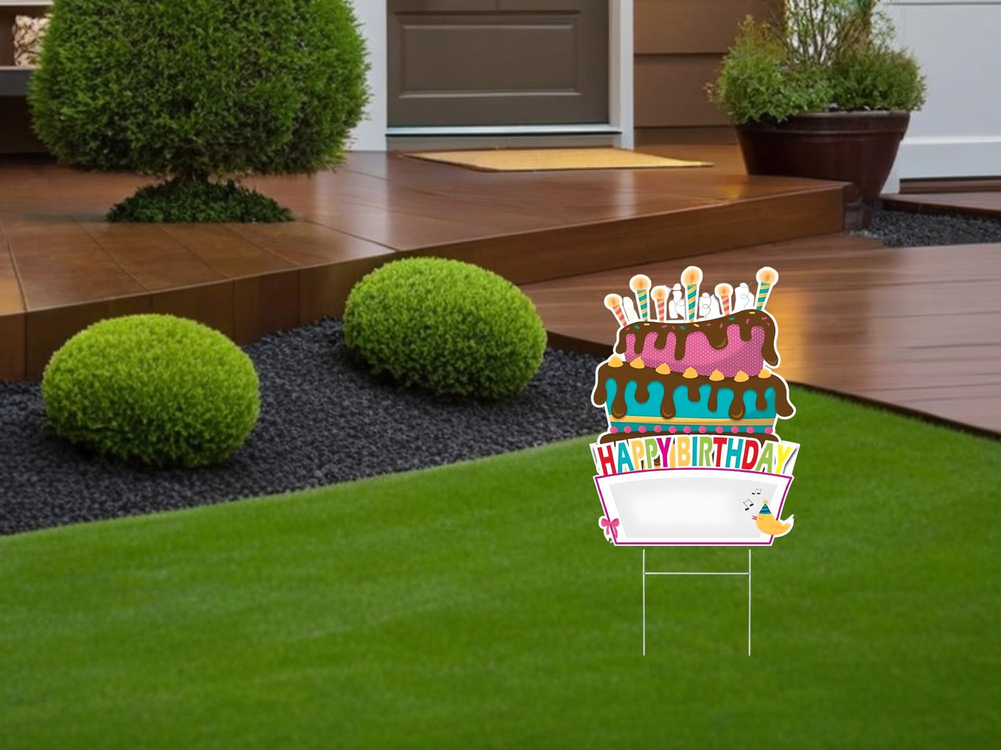3X Birthday Cake Yard Signs with Stakes - 12x8 Outdoor Birthday Lawn Plastic Sign Decorations - Happy Birthday Decoration Party Supplies - Single-Sided Personalized Birthday Yard Signs for Party Décor