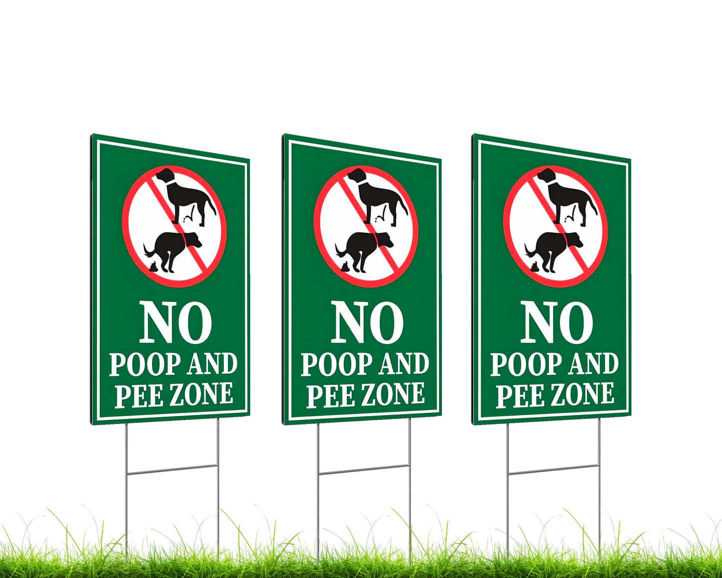 Pack of 3 No Poop and Pee Zone Yard Plastic Signs with Stakes 12x16 inch - Please Be Respectful Dog Double Sided Signs for Yard Garden Lawn Outdoor - Please Be No Pooping No Peeing Dog Yard Signs