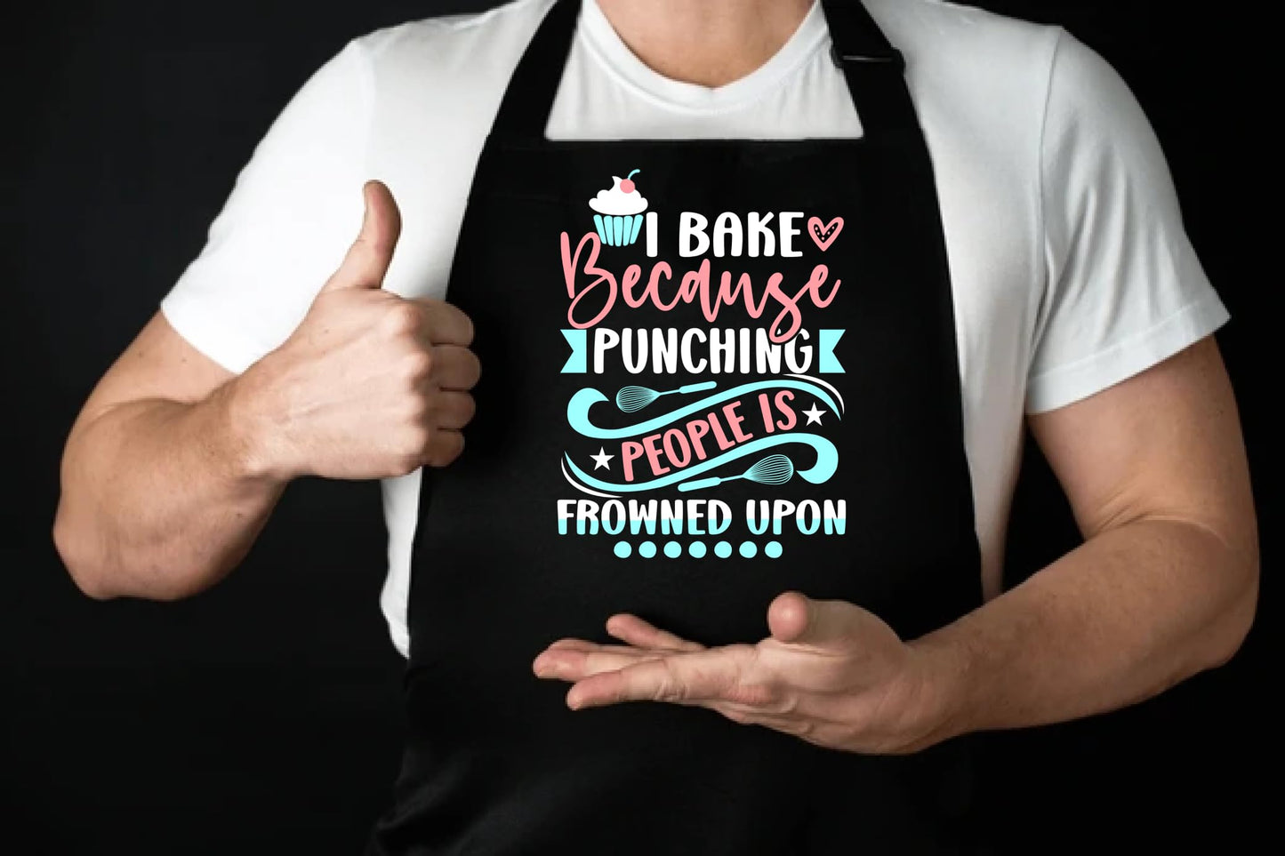 27.5x31.9 Inch Baking Aprons for Women and Men - Prints for Aprons I Bake Because People Is Frowned Upon - Polyester Kitchen Aprons with 2 Pockets - Cute Gifts for Bakers - Grilling BBQ Chef Apron