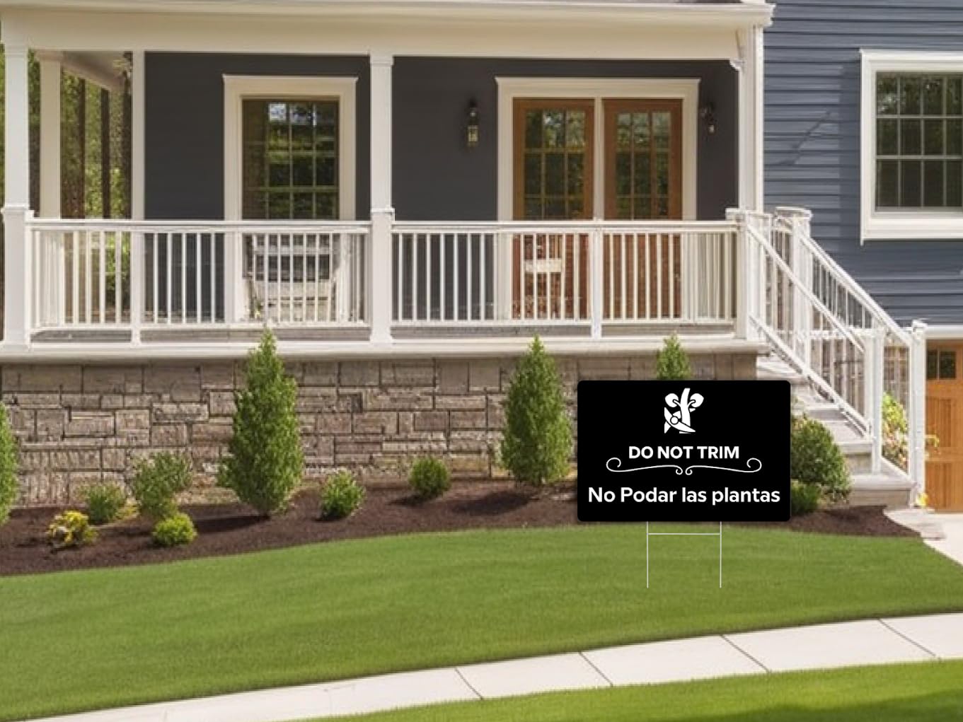 12x8 Inches Set of 3 Plastic Do Not Trim Yard Double sided Signs with Metal Stakes - No Podar Las Plantas Sign - Garden Markers for Outdoor Lawn - Plastics Garden Signs Outdoor or Indoor for Lawn Yard