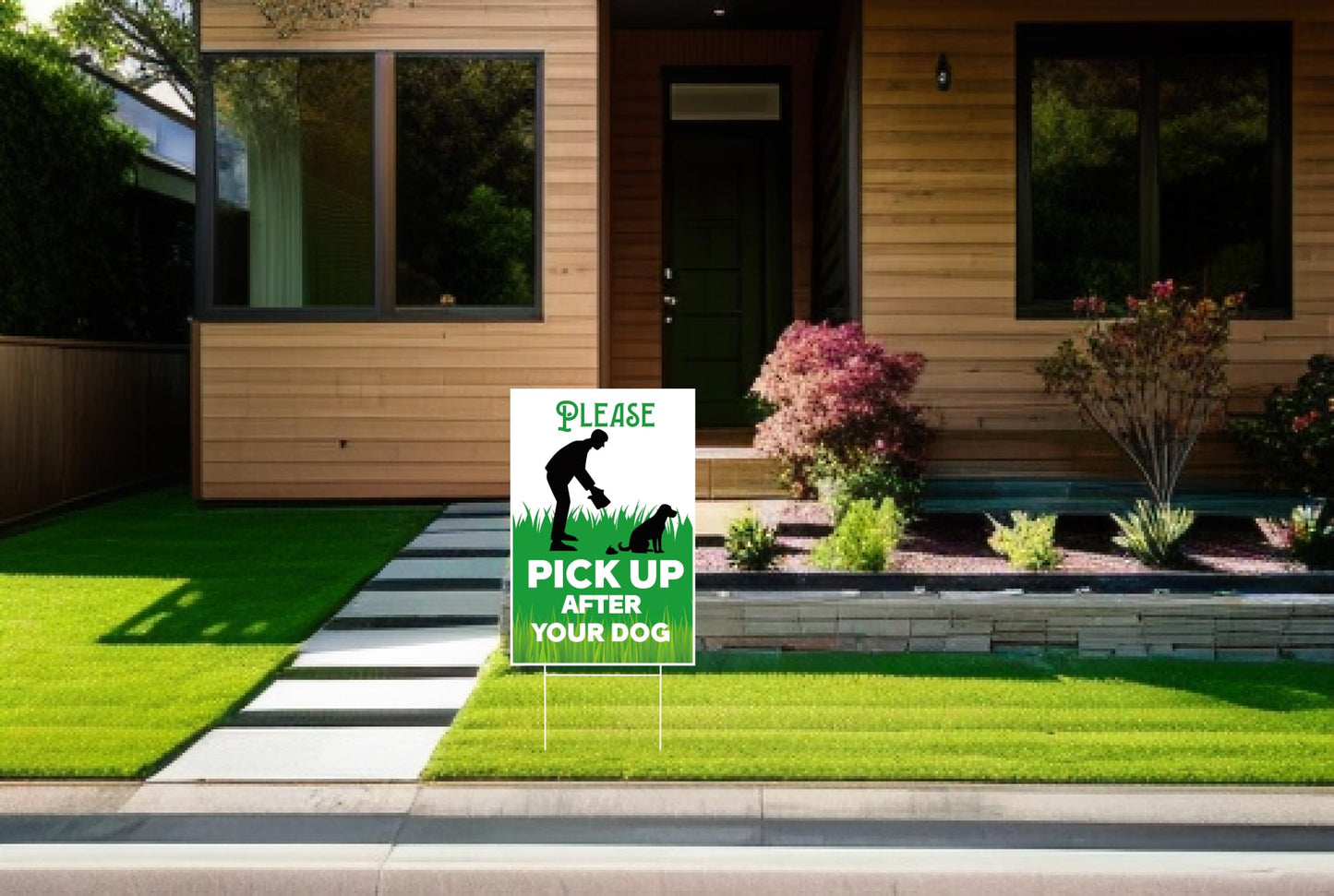3X Sign Pick Up After Your Dogs - Single Sides Printed 8x12 inch No Poop Plastic Signs for Yard - Sign Clean Up After Your Dog with Metal Wire H-Stakes - Please No Dog Signs No Pooping and Peeing