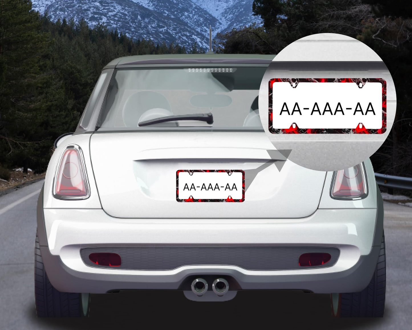 Set of 2 Blood Splattered Black License Plate Frame - Metal Black Car Frames with 4 Holes and Screws - Standart Cars USA Frame for Front or Rear - Black Plate Frame 6x12.25 inches