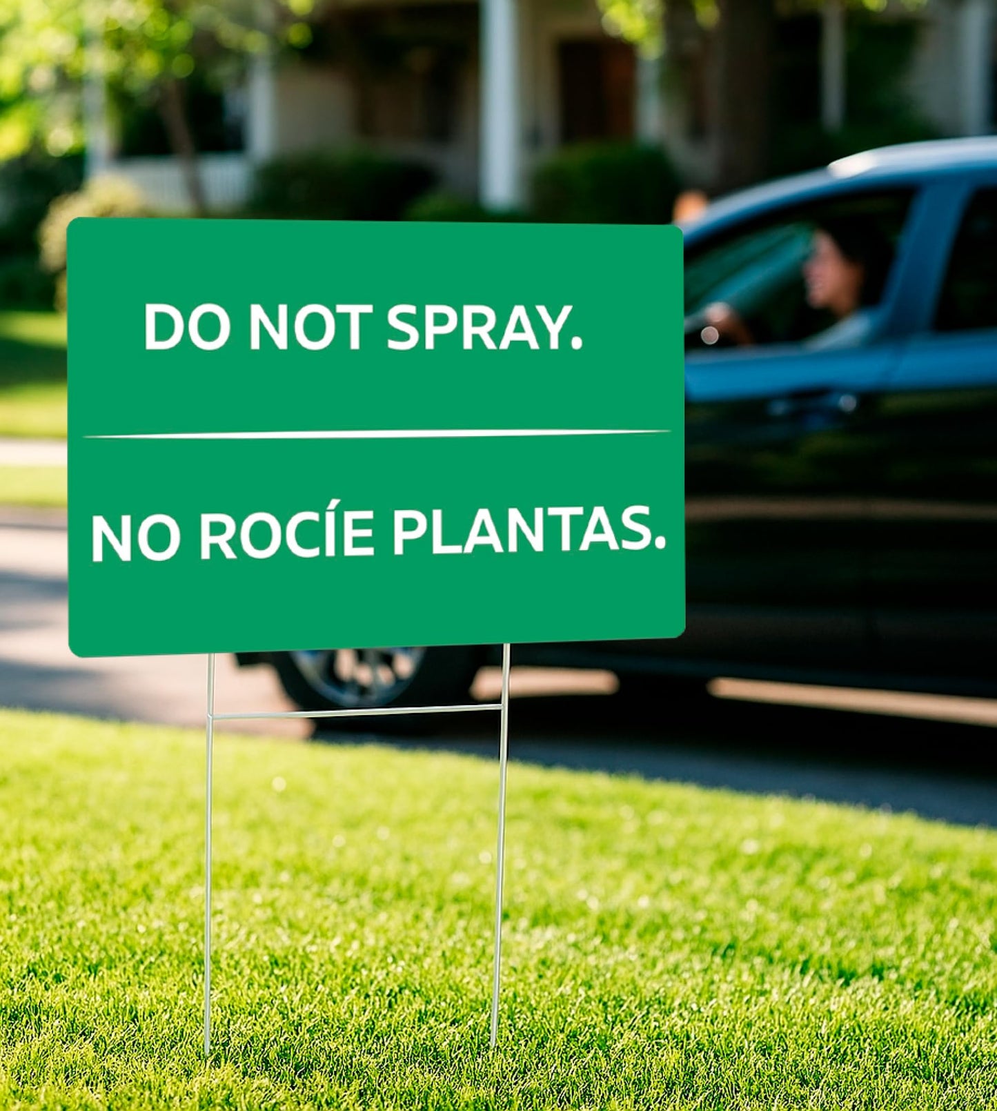 3 Pack 12x8 Inches Green Do Not Spray Plastic Sign with H-Metal Stakes - Please Stay Off My Grass Yard Sign - Neighborhood Street Caution Yard Signs - Double Sided Do No Spray Signs for Outdoor