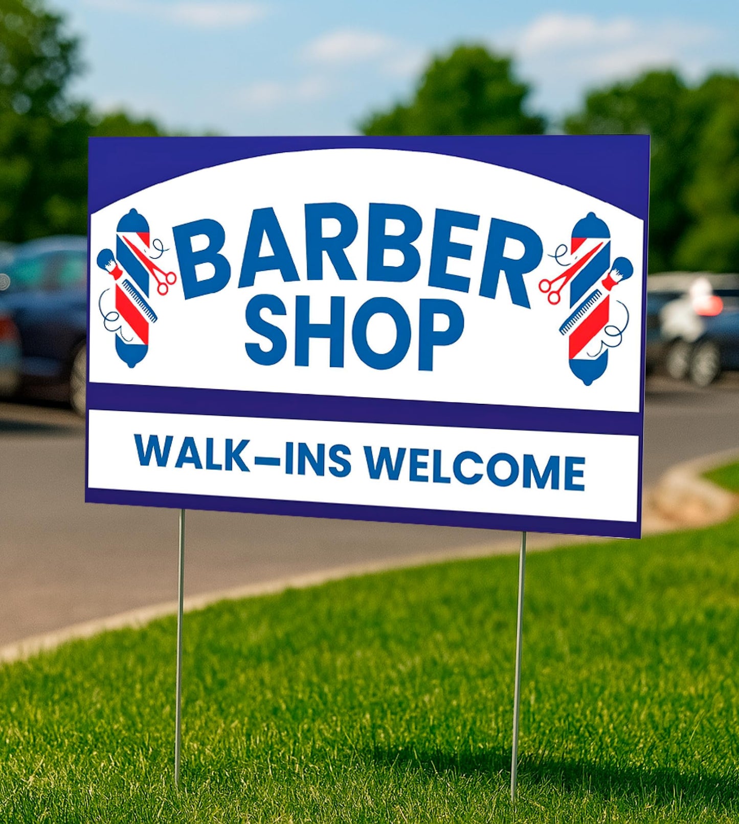 12x16 inch pack of 3 Barber Shop (Arrow) Yard Sign - Double-Sided Print with Metal Stakes - Barber Shop Grand Opening Plastic Sign - Spa Barber Shop Open Advertising Printing Lawn Garden