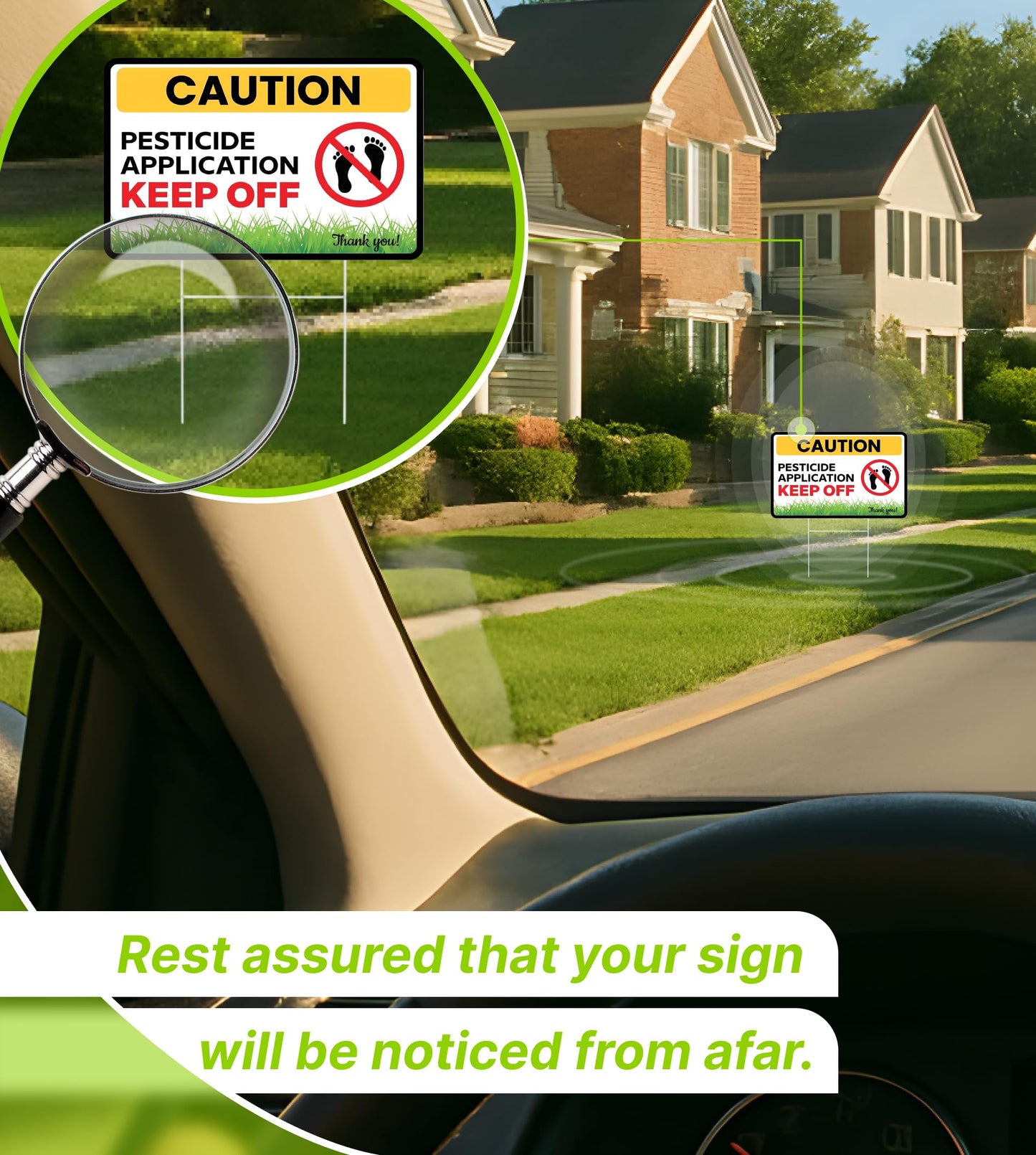 12x8 Ft 3X Double Sided Caution Application Keep Off with Metal Stakes - Plastic Street Caution Yard Sign - Plastic Surface Keep off Sign for Lawn Grass Warning - Please Keep Pets Off The Grass Sign