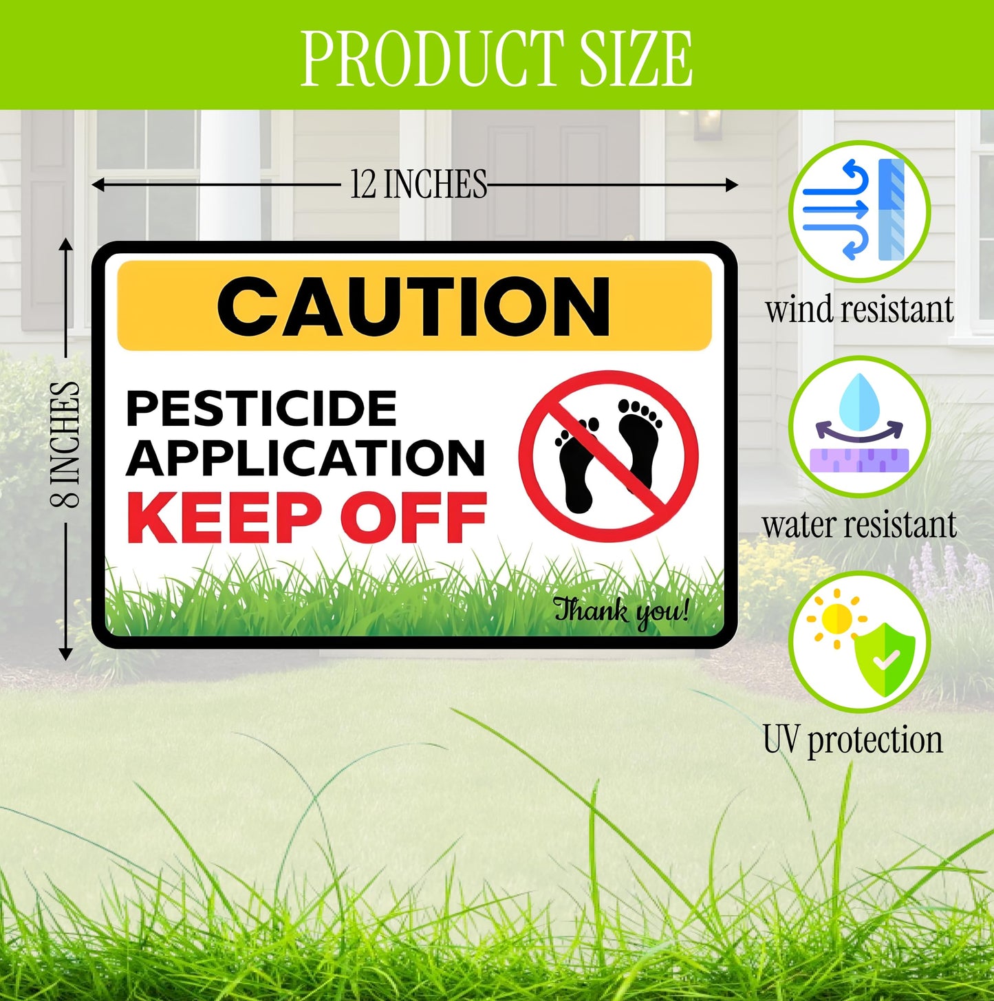 12x8 Ft 3X Double Sided Caution Application Keep Off with Metal Stakes - Plastic Street Caution Yard Sign - Plastic Surface Keep off Sign for Lawn Grass Warning - Please Keep Pets Off The Grass Sign